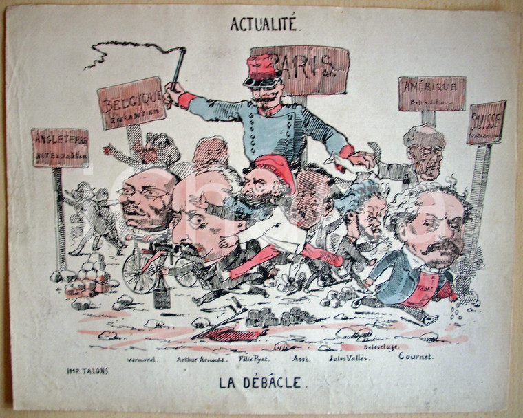 1871 Caricatura LA DEBACLE Félix PYAT Arthur ARNOUD
