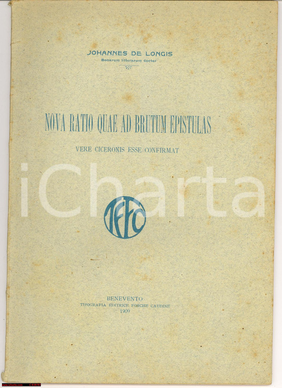 1909 DE LONGIS Nova Ratio quae ad Brutum epistulas