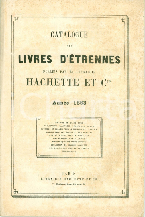 1883 PARIS Catalogue livres d'étrennes publiés par HACHETTE librairie