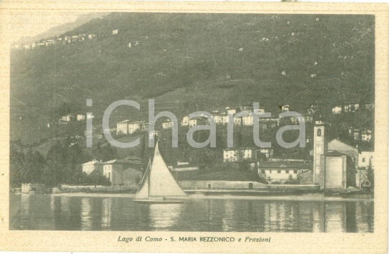 1942 SANTA MARIA REZZONICO (CO) Panorama con barca a vela Cartolina FP NV