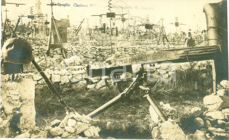 1920 ca FOGLIANO REDIPUGLIA (GO) Cannone al Cimitero Militare Invitti III ARMATA