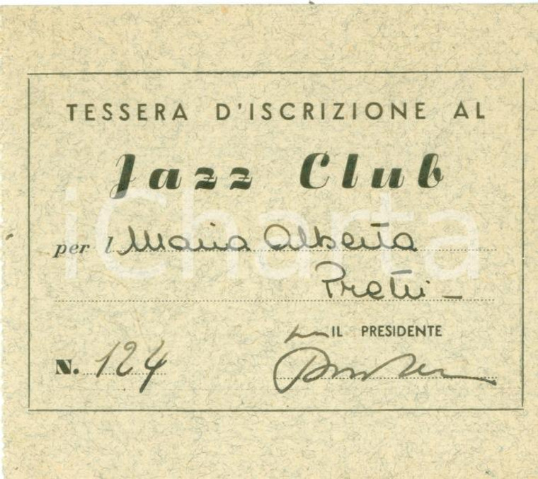 1955 ca TORINO Tessera iscrizione JAZZ CLUB Maria Alberta PRETTI