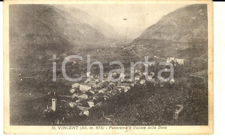 1926 ST. VINCENT (AO) Panorama e vallata della DORA *Cartolina postale FP VG