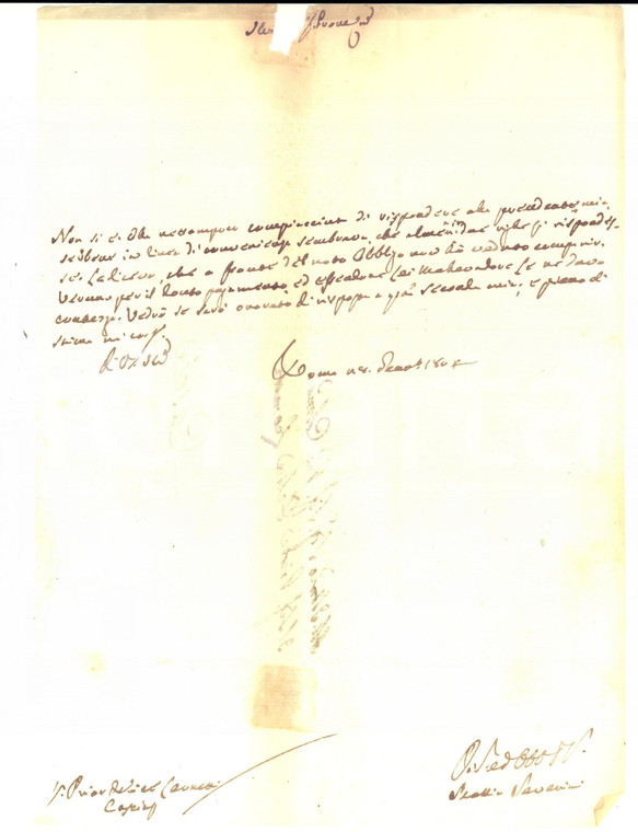 1804 ROMA Lettera di Mattia SEVERINI su una promessa di pagamento *Prefilatelica