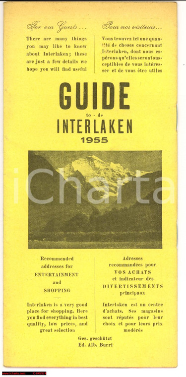 1955 INTERLAKEN CH Guide to Interlaken vintage brochure