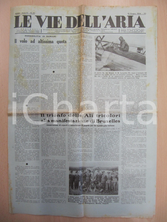 1934 LE VIE DELL'ARIA Ali tricolori italiane alla Gara di acrobazia di BRUXELLES