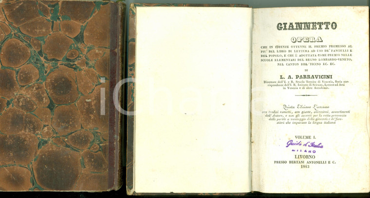 1843 Luigi Alessandro PARRAVICINI Giannetto Due volumi con TAVOLE Quinta ediz.