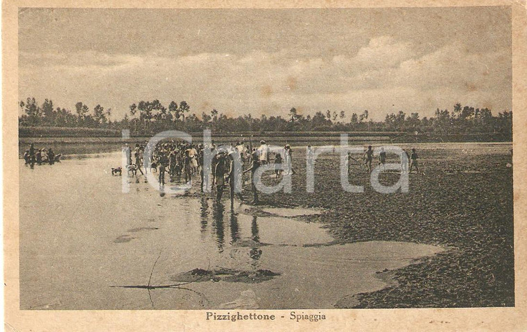 1925 PIZZIGHETTONE (CR) Bambini giocano su spiaggia fiume ADDA *Cartolina FP NV