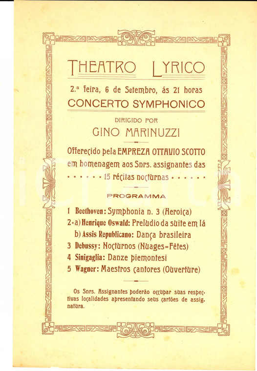 1930 RIO DE JANEIRO Compagnia OTTAVIO SCOTTO Concerto diretto da Gino MARINUZZI