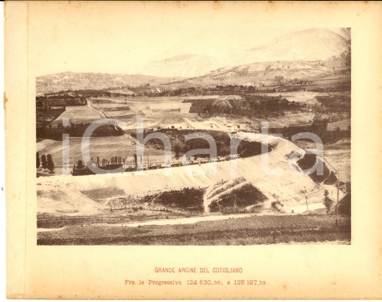1888 Ferrovia ROMA-SULMONA - Grande argine del COTIGLIANO - Veduta 20x16 cm