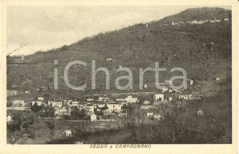 1940 ca MACCAGNO (VA) Veduta delle frazioni VEDDO e CAMPAGNANO *Cartolina FP VG