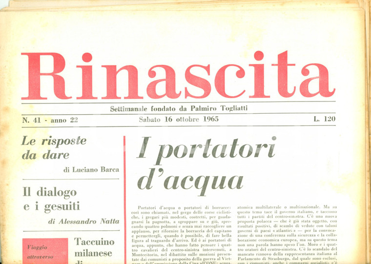 1965 RINASCITA Alessandro NATTA Il dialogo e i gesuiti *Giornale