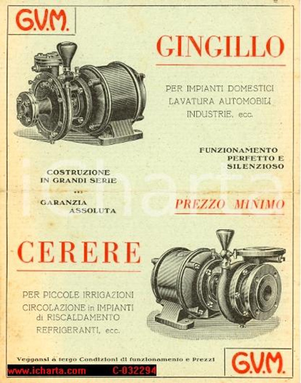 1925 Pompe Idrauliche GVM Milano FG pieghevole