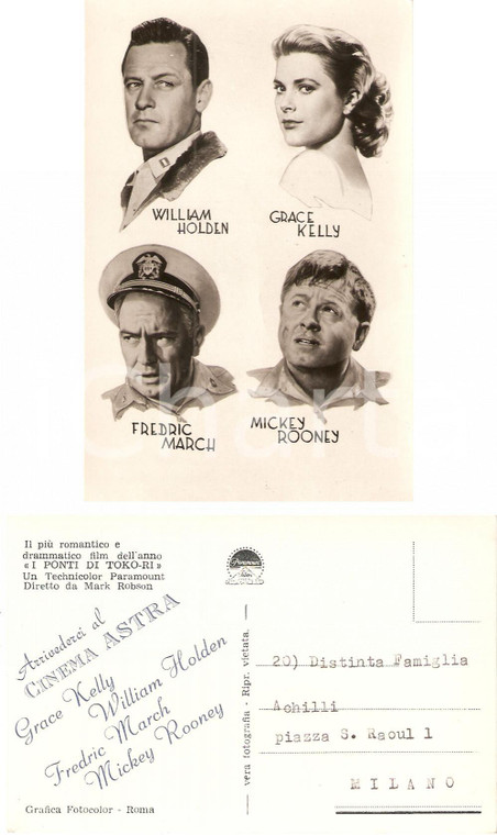1954 MILANO Cinema Astra PONTI DI TOKO-RI William HOLDEN Grace KELLY *Cartolina