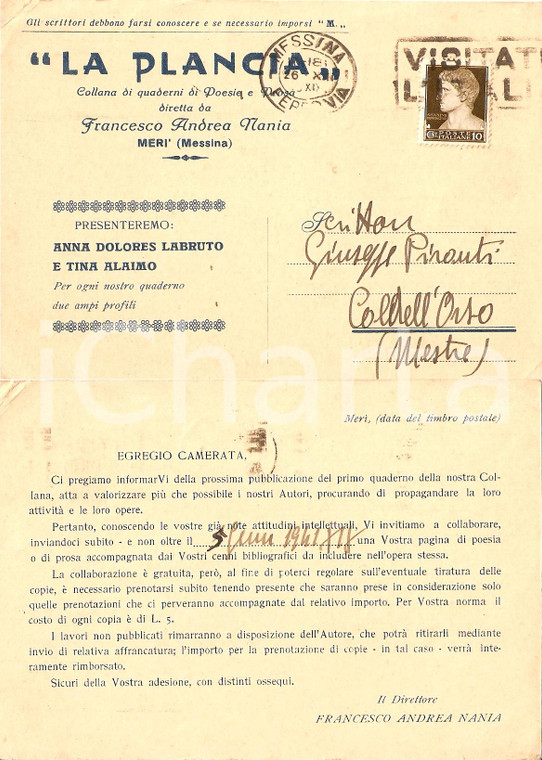 1941 MERI' (ME) La Plancia Francesco Andrea NANIA