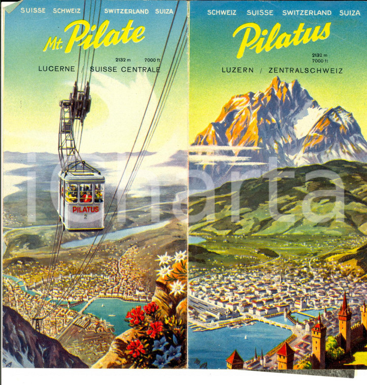 1950 ca SVIZZERA Monte PILATUS *Pieghevole TURISMO VINTAGE Deutsch