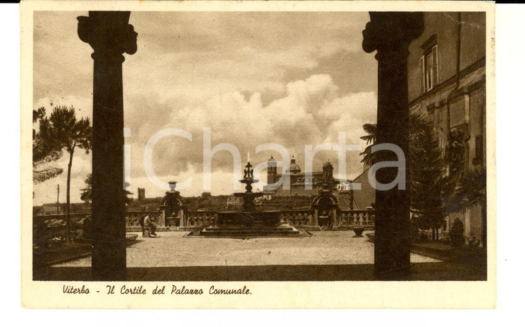 1940 VITERBO Cortile del Palazzo Comunale *Cartolina G. ALLIEVI a Erberto PAPINI