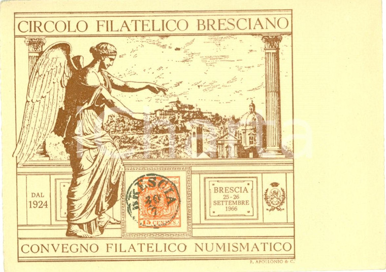 1966 BRESCIA Circolo Filatelico Bresciano Convegno Numismatico *Cartolina FG NV