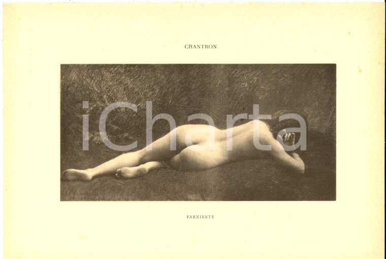 1920 ca ARTE  Alexandre-Jacques CHANTRON Farniente *Stampa 29x21 cm 