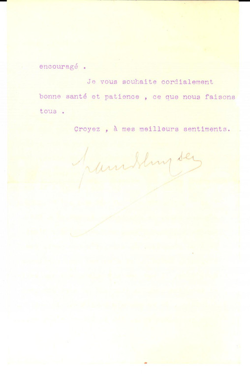1915 PARIS Paul BLUYSEN lieto dell'adesione al suo progetto *Autografo