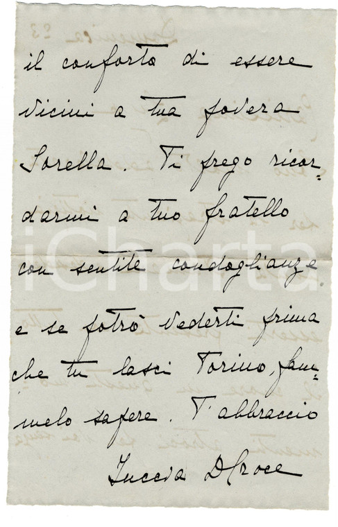 1929 TORINO Lettera Tuccia DELLA CROCE DI DOJOLA Autog.