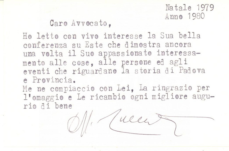 1978 PADOVA Cesare CRESCENTE - Biglietto per conferenza AUTOGRAFO