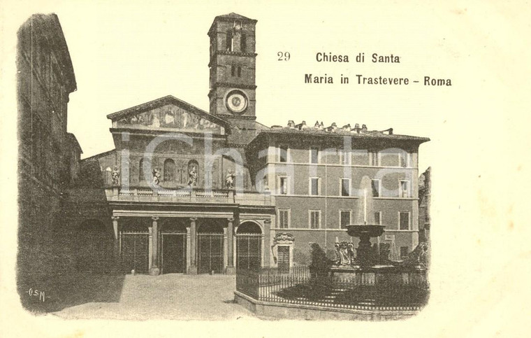 1900 ca ROMA Veduta della Chiesa di SANTA MARIA in TRASTEVERE *Cartolina FP NV