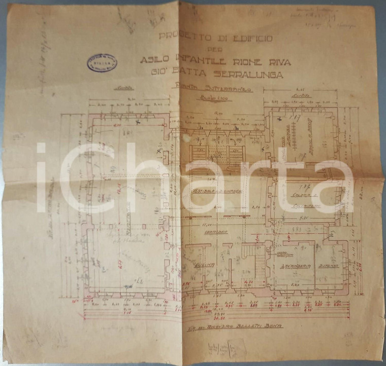 1910 ca BIELLA Ing. Quinto GRUPALLO Progetto asilo G. B. SERRALUNGA *Autografo