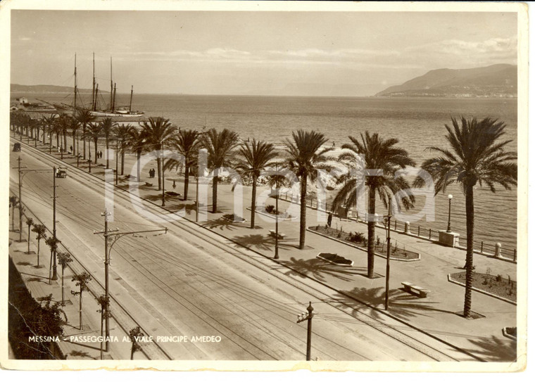 1935 MESSINA Passeggiata al viale Principe Amedeo *Cartolina postale FG VG