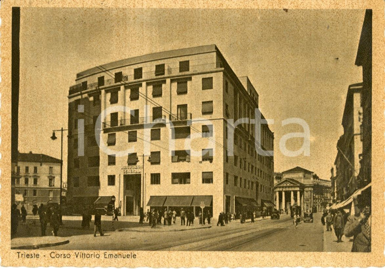 1947 TRIESTE Veduta Corso VITTORIO EMANUELE *Cartolina ANIMATA FG VG