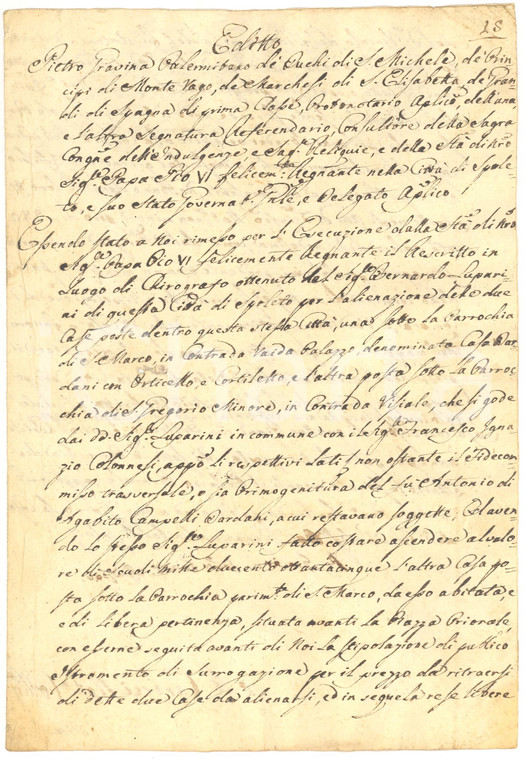 1792 SPOLETO (PG) Bernardo LUPARINI vende casa DARDANI