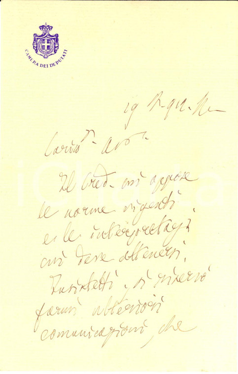 1912 ROMA Deputato Paolo BOSELLI in favore di un amico *Lettera AUTOGRAFA