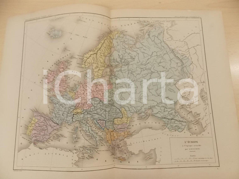 1875 PARIS DUSSIEUX Atlas de géographie *Carte EUROPE à l'époque actuelle 45x33