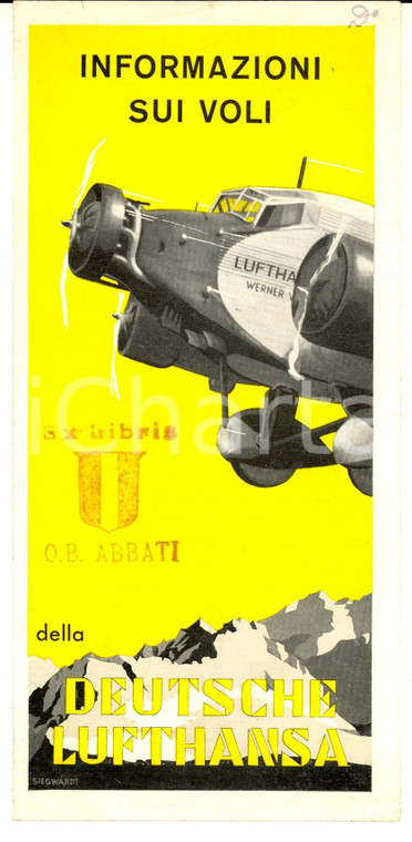 1935 DEUTSCHE LUFTHANSA Informazioni sui voli *Pieghevole ILLUSTRATO 