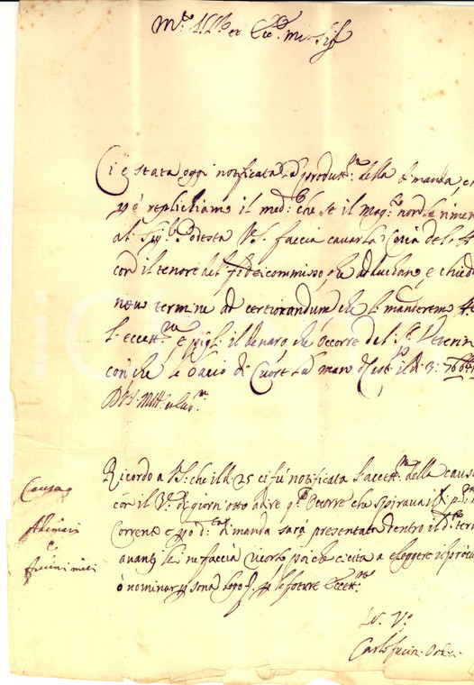 1620 FIRENZE Accordi con Giuseppe ALOVISI per la causa ADIMARI *Lettera