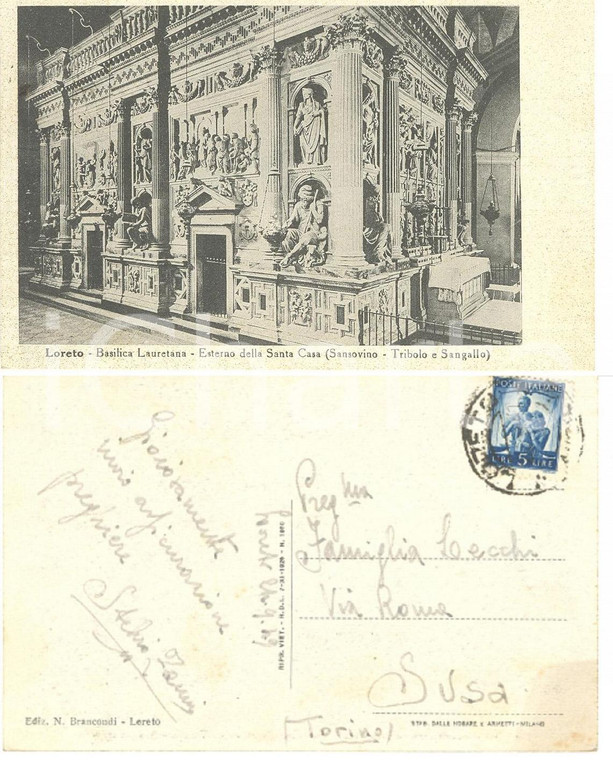 1949 LORETO (AN) Esterno Santa Casa Autografo Stelvio ZANNI RESISTENZA