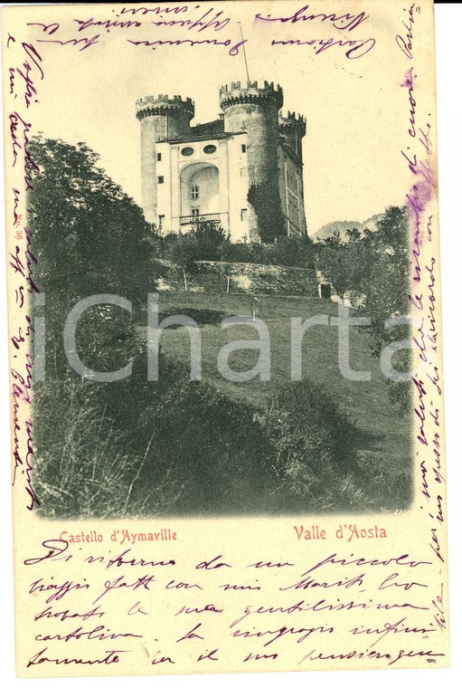 1903 VALLE D'AOSTA Castello di AYMAVILLES *Cartolina postale FP VG