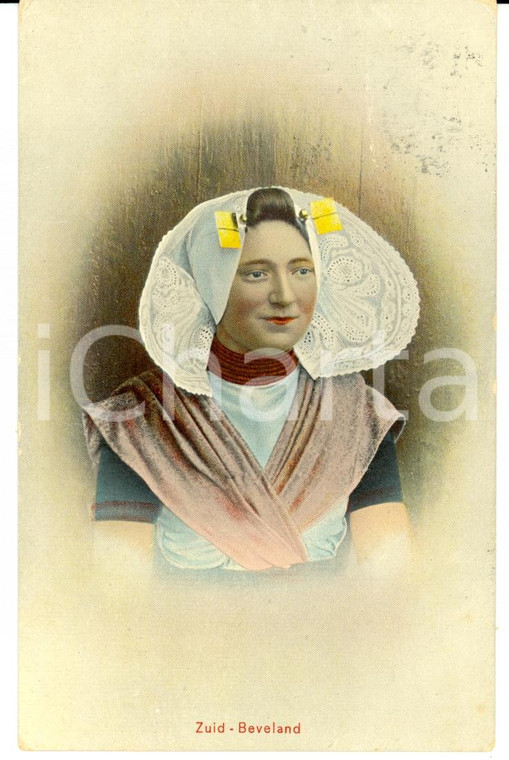 1907 ZUID-BEVELAND (OLANDA) Donna in costume tradizionale *Cartolina FP VG