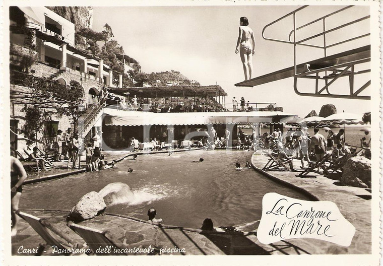 1955 ca CAPRI (NA) Tuffi in piscina stabilimento LA CANZONE DEL MARE *Animata FG