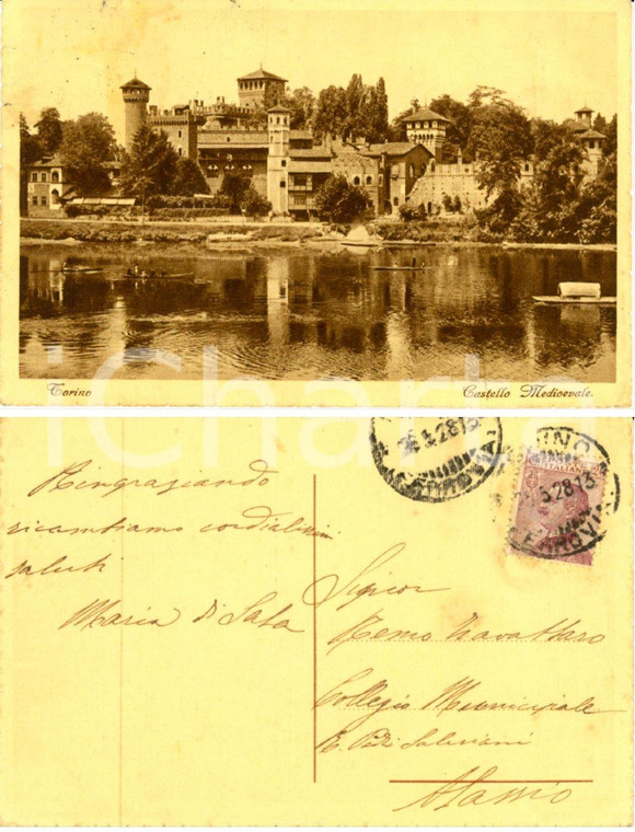 1913 TORINO Castello medioevale *Autografo contessa Maria CALLERI DI SALA 