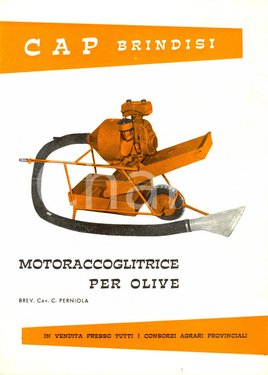 1955 ca BRINDISI CAP Motoraccoglitrice per olive brevetto cavalier PERNIOLA