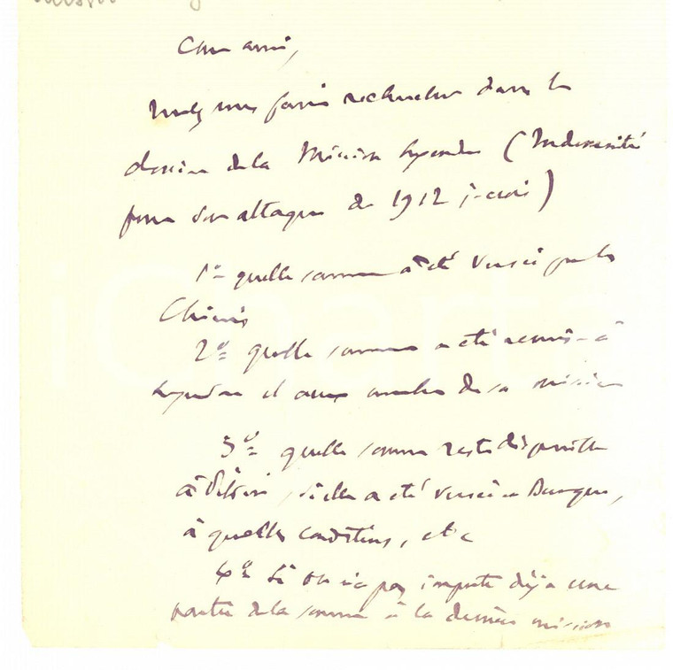 1919 PARIS Philippe BERTHELOT su aspetti finanziari della missione LEGENDRE