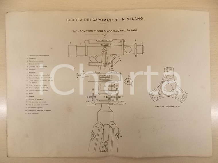1950 MILANO Scuola dei capomastri - Tacheometro piccolo modello *Tavola