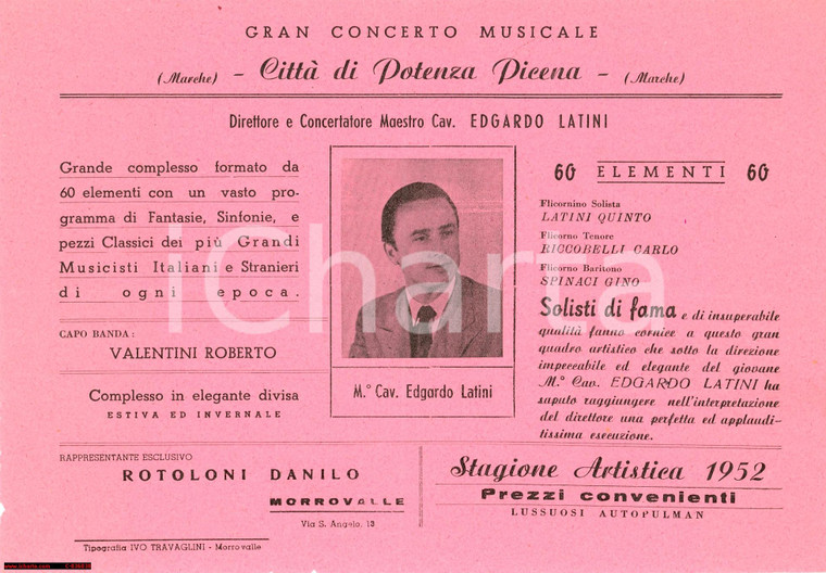 1952 POTENZA PICENA Concerto di Edgardo Latini