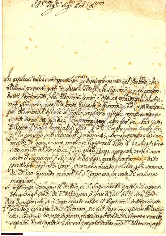 1743 SINALONGA Lettera divisione dei censi