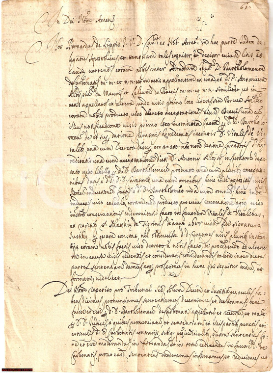 1668 AREZZO Bartolomeo CARBONATI ottiene eredità VITALI