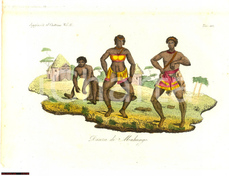 1823 Stampa colorata a mano Danza di MAHUNGO