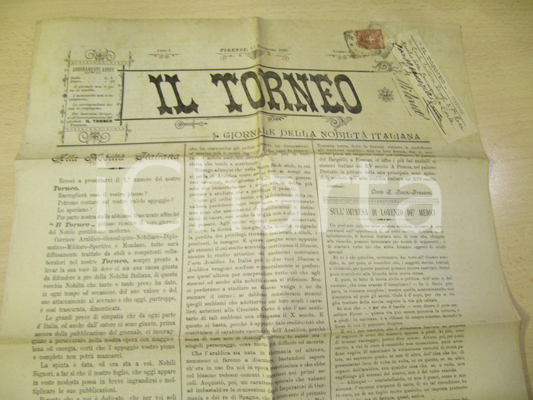 1898 IL TORNEO Giornale nobiltà italiana num. 1 RARO