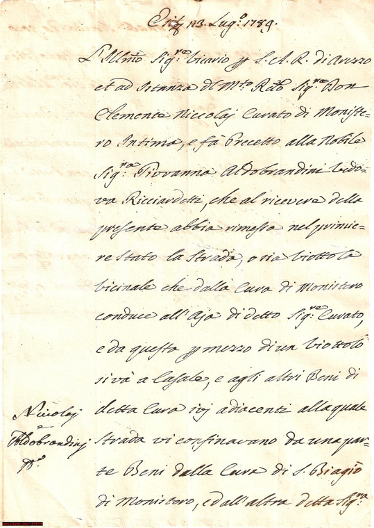 1789 LIGNANO (AR) Giovanna ALDOBRANDINI devasta strada