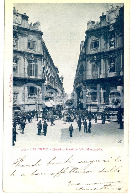 1903 PALERMO Quattro CANTI e Via MACQUEDA *Cartolina postale FP VG